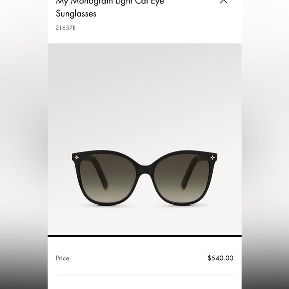 Louis Vuitton cat eye black sunglasses - Picture 1 of 6